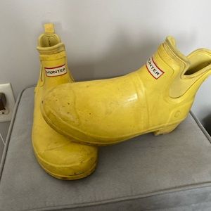 Yellow Hunter rain booties